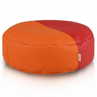 Duo Energy Fußstütze – rund, rot und orangefarbenes Öko-Leder, intensiver Akzent