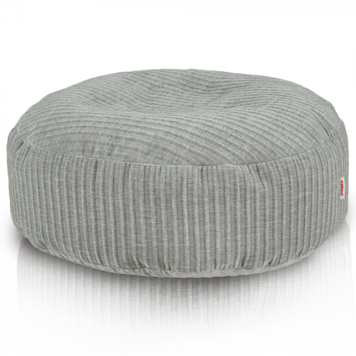 Velvet Dot Graphite Fußhocker – rund, Patchwork, strukturierter grauer Velours