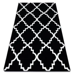 Dywan SKETCH - F343 czarno/kremowy koniczyna marokańska trellis