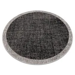TEPPICH SISAL FLOORLUX 20401 Rahmen KREIS schwarz / silber 