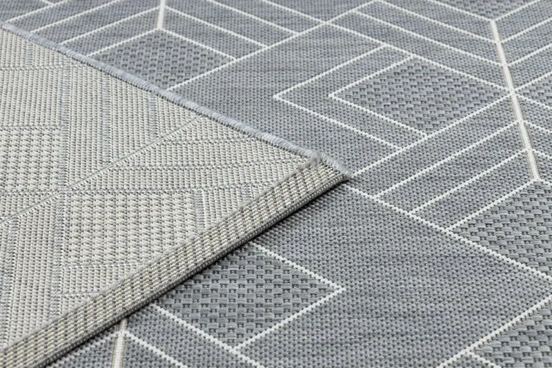 Dywan SZNURKOWY SIZAL FLAT 48731637 Kwadraty, romby, geometryczny szary / krem