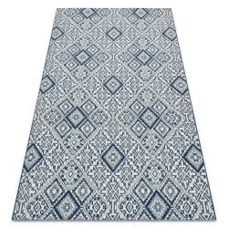 Teppich COLOR 19247/699 SISAL Quadrate Diamanten Platte Blau