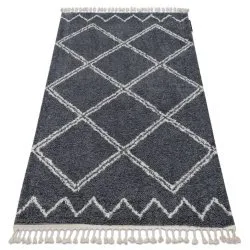 Teppich BERBER ASILA B5970 grau / weiß Franse berber marokkanisch shaggy zottig