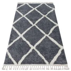 Teppich BERBER CROSS B5950 grau / weiß Franse berber marokkanisch shaggy zottig