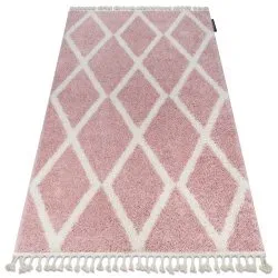 Teppich BERBER TROIK A0010 rosa / weiß Franse berber marokkanisch shaggy