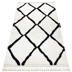 Teppich BERBER CROSS weiß Franse berber marokkanisch shaggy zottig
