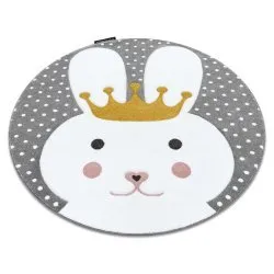 Kinderteppich PETIT BUNNY HASE Kreis grau