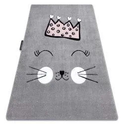 Kinderteppich PETIT CAT KATZE KRONE grau