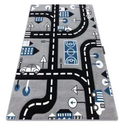 Kinderteppich PETIT CITY STADT STRAßEN grau