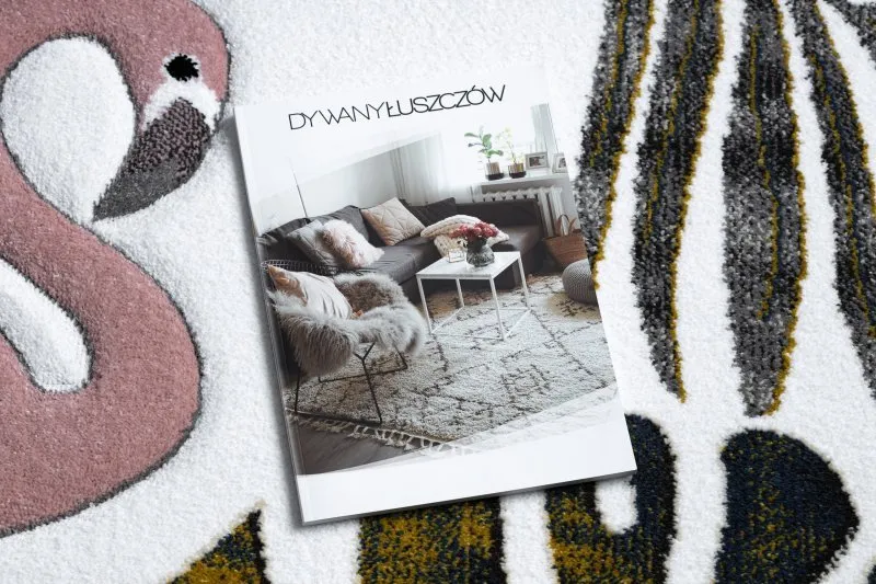 Dywan PETIT GARDEN FLAMINGI LIŚCIE MONSTERY krem