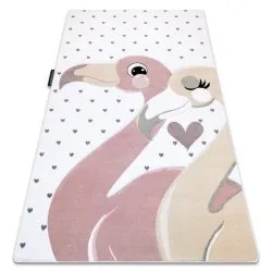 Kinderteppich PETIT FLAMINGOS HERZEN sahne