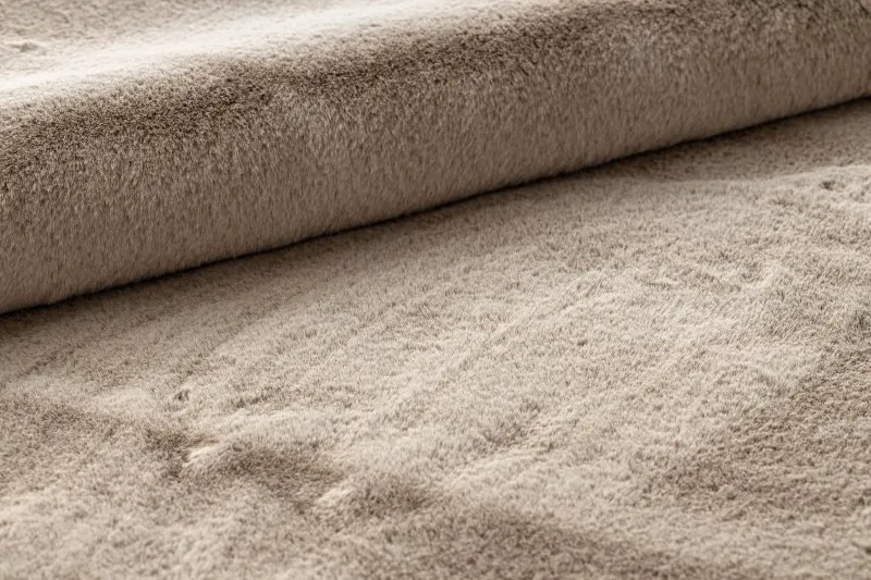 Teppich BUNNY Kreis taupe beige IMITATION VON KANINCHENPELZ