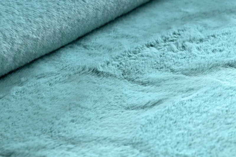 Teppich BUNNY Kreis aqua blau IMITATION VON KANINCHENPELZ