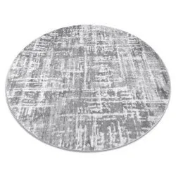Modern MEFE Teppich Kreis 8722 Linien vintage - Strukturell zwei Ebenen aus Vlies grau / weiß