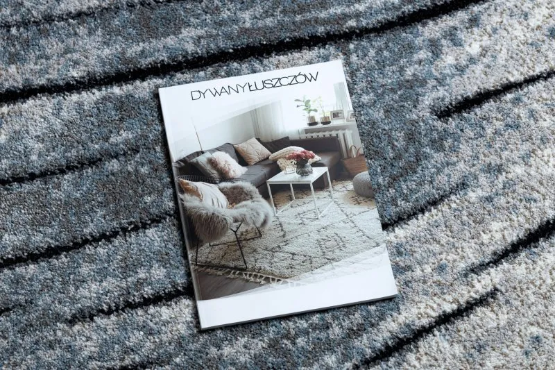Dywan nowoczesny COZY 8874 Timber, Drzewo, drewno - Strukturalny, dwa poziomy runa szary / niebieski