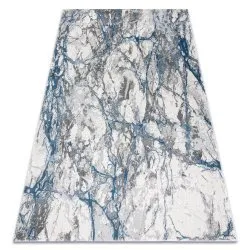Modern NOBLE Teppich 9962 68 Marmor, Stein - Strukturell zwei Ebenen aus Vlies creme / blau