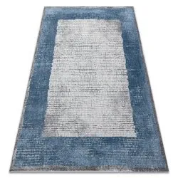 Modern NOBLE Teppich 9730 68 Rahmen vintage - Strukturell zwei Ebenen aus Vlies creme / blau