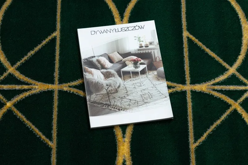 Dywan EMERALD ekskluzywny 1010 glamour, stylowy koła butelkowa zieleń / złoty