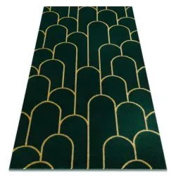 Exklusiv EMERALD Teppich 1021 glamour, stilvoll art deco Flaschengrün / gold