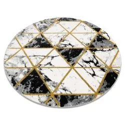 Exklusiv EMERALD Teppich 1020 Kreis - glamour, stilvoll Marmor, Dreiecke schwarz / gold