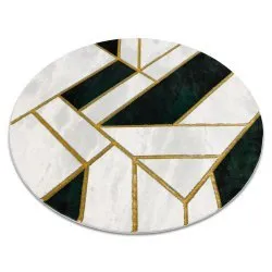 Exklusiv EMERALD Teppich 1015 Kreis - glamour, stilvoll Marmor, geometrisch Flaschengrün / gold