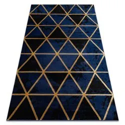 Exklusiv EMERALD Teppich 1020 glamour, stilvoll Marmor, Dreiecke dunkelblau / gold