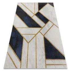 Exklusiv EMERALD Teppich 1015 glamour, stilvoll Marmor, geometrisch dunkelblau / gold