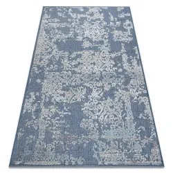 Teppich Strukturell SOLE D3811 Ornament flach gewebt blau / beige