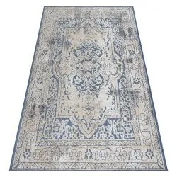 Teppich Strukturell SOLE D3871 Ornament, Rahmen flach gewebt blau / beige