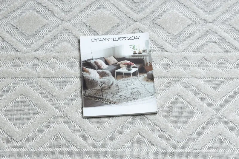 Dywan Strukturalny SOLE D3851 Boho, romby - płasko tkany beż