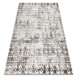 Teppich Strukturell SOLE D3732 Aztekisch, Diamanten flach gewebt beige