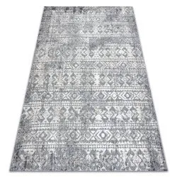 Teppich Strukturell SOLE D3732 Aztekisch, Diamanten flach gewebt grau / beige