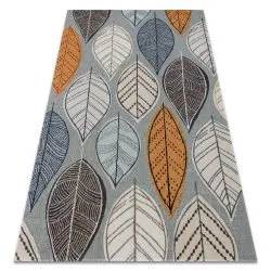 Modern Teppich MUNDO E0641 Blätter Outdoor blau / beige