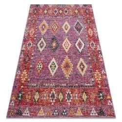 Modern Teppich MUNDO D7701 Diamanten boho Outdoor rosa / beige