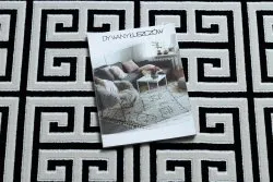 Dywan GLOSS nowoczesny  6776 85 stylowy, ramka, grecki klucz czarny / kość słoniowa