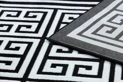 Dywan GLOSS nowoczesny  6776 85 stylowy, ramka, grecki klucz czarny / kość słoniowa
