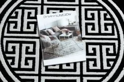 Dywan GLOSS koło nowoczesny 6776 85 stylowy, ramka, grecki klucz czarny / kość słoniowa