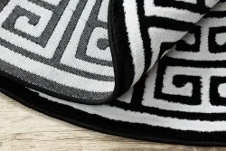 Dywan GLOSS koło nowoczesny 6776 85 stylowy, ramka, grecki klucz czarny / kość słoniowa