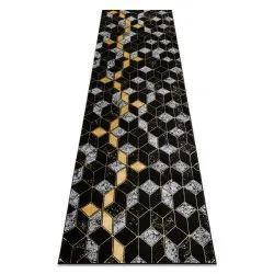 Modern GLOSS Teppich, Läufer 400B 86 stilvoll, glamour, art deco, 3D geometrisch schwarz / gold