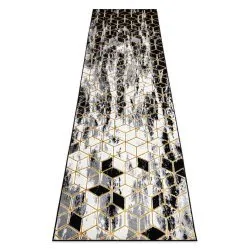 Modern GLOSS Teppich, Läufer 409A 82 Würfel stilvoll, glamour, art deco schwarz / grau / gold