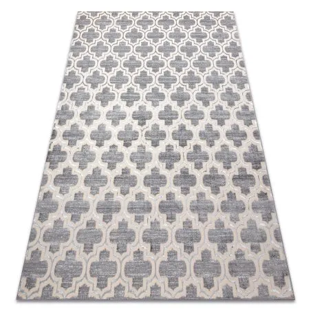 Dywan CORE W6764 Koniczyna marokańska Trellis - Strukturalny, dwa poziomy runa, szary / krem