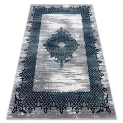 Teppich CORE W9797 Rahmen, Rosette - Struktur zwei Vliesebenen, blau / grau