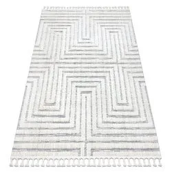 Teppich SEVILLA Z788A Labyrinth, griechisch weiß / grau Franse berber marokkanisch shaggy