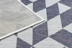 Dywan SZNURKOWY SIZAL SION Geometryczny, Trójkąty 22373 płaskie tkanie ecru / niebieski / róż