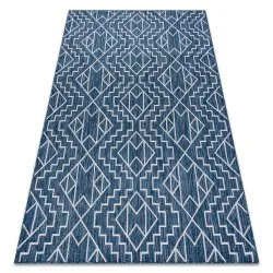 Teppich SISAL SION Geometrisch, Diamanten 21778 flach gewebt dunkelblau / ecru