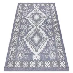 Teppich SISAL SION aztekisch 3007 flach gewebt blau / rosa / ecru