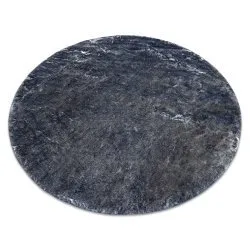 Moderner Waschteppich LAPIN Kreis Shaggy, Antirutsch elfenbein / schwarz