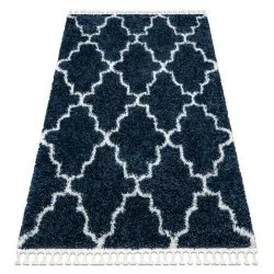 Teppich UNION 3488 Marokkanisches Spalier blau / sahne Franse berber marokkanisch shaggy zottig