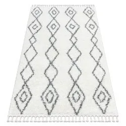 Teppich UNION 3374 Diamanten, Kette sahne / grau Franse berber marokkanisch shaggy zottig