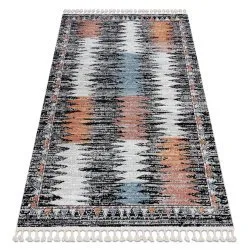 Modern Teppich BELLE BR23A schwarz / rosa Franse 